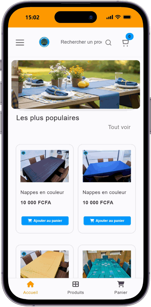 Nappes et Designs — site e-commerce